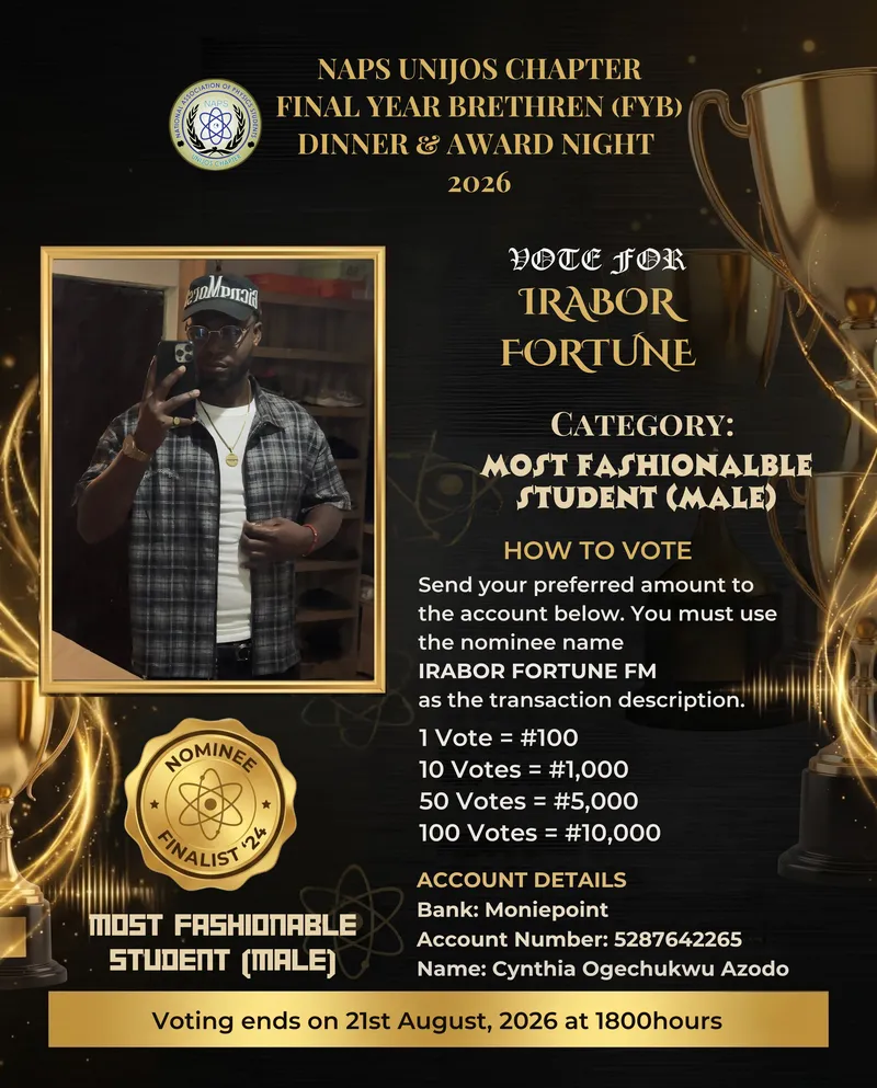 Campaign Flier for Irabor Fortune